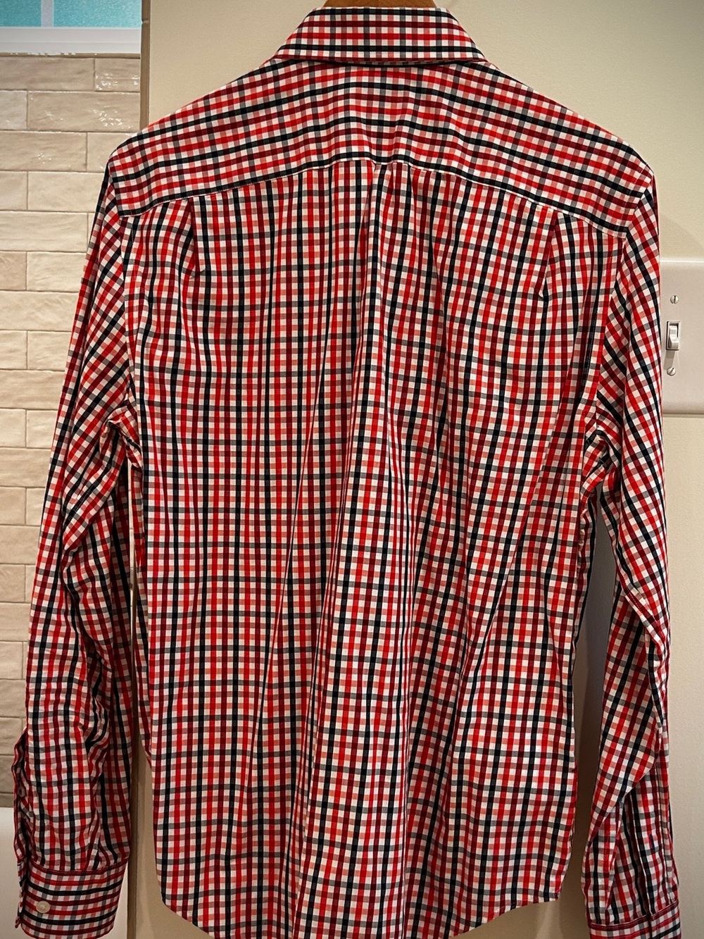 GAP No Iron Red and Navy Gingham Dress Shirt - Picture 4 of 4